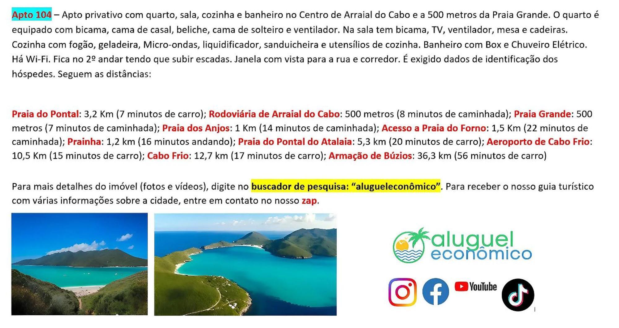 Apartament Arraial Do Cabo - Brisas Do Farol - Aluguel Economico Zewnętrze zdjęcie