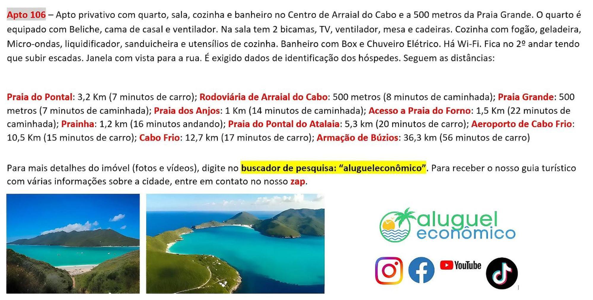 Apartament Arraial Do Cabo - Brisas Do Farol - Aluguel Economico Zewnętrze zdjęcie