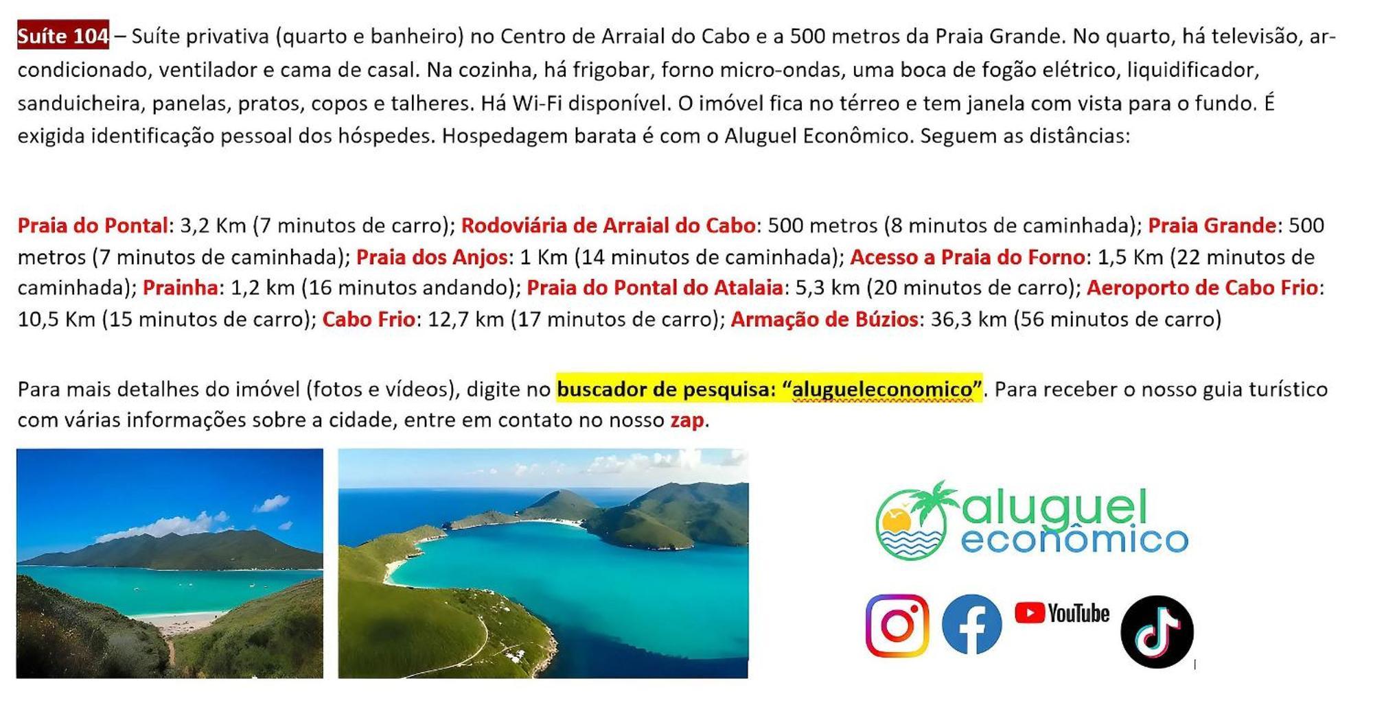 Apartament Arraial Do Cabo - Brisas Do Farol - Aluguel Economico Zewnętrze zdjęcie